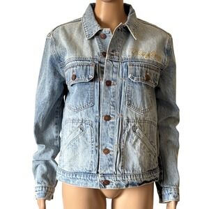 Playboy x PacSun Denim Jacket Light Wash Embroidered Logo Men's Size Small New